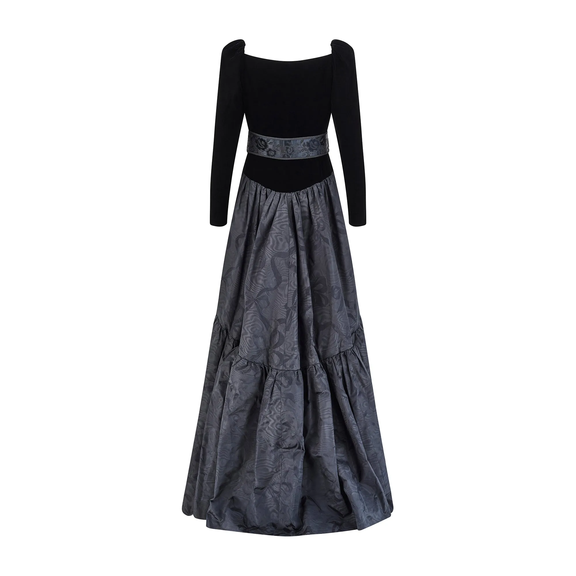 1986 Yves Saint Laurent Haute Couture Black Velvet and Jacquard Dress