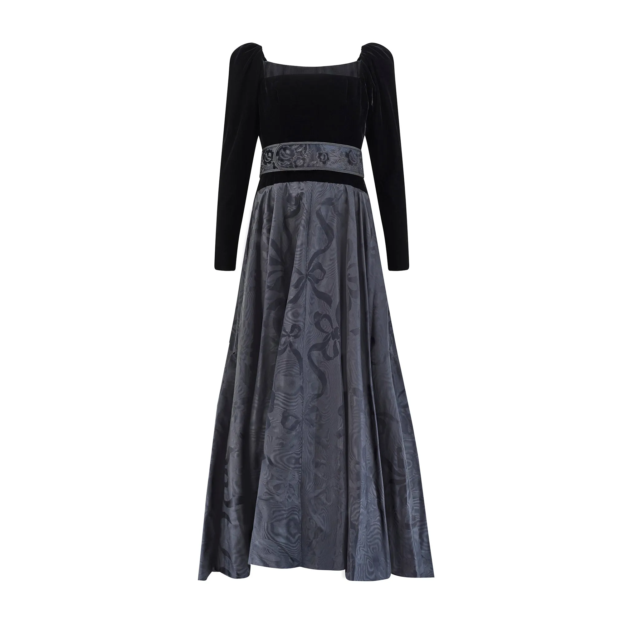 1986 Yves Saint Laurent Haute Couture Black Velvet and Jacquard Dress