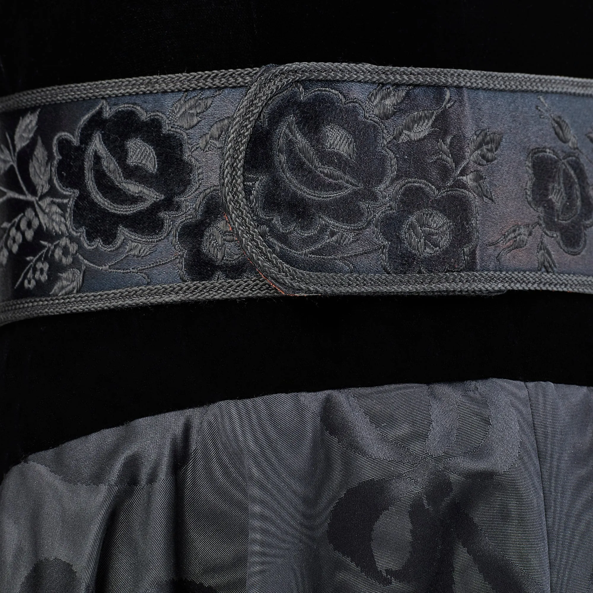 1986 Yves Saint Laurent Haute Couture Black Velvet and Jacquard Dress