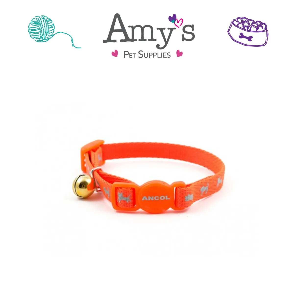 Ancol - Safety Buckle Kitten Collar Hi-vis