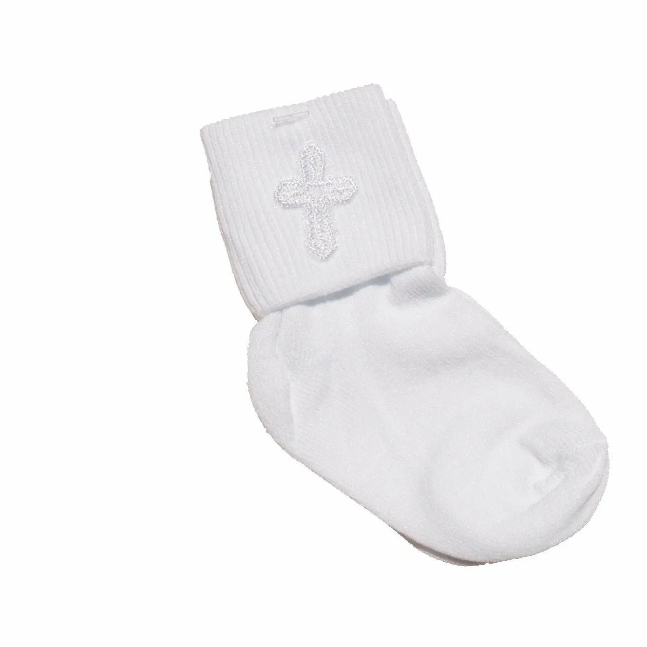 Baptism Keepsake Gift Poetry Baby Boy Socks with Embroidered Cross Design (Size: Age 1-2)