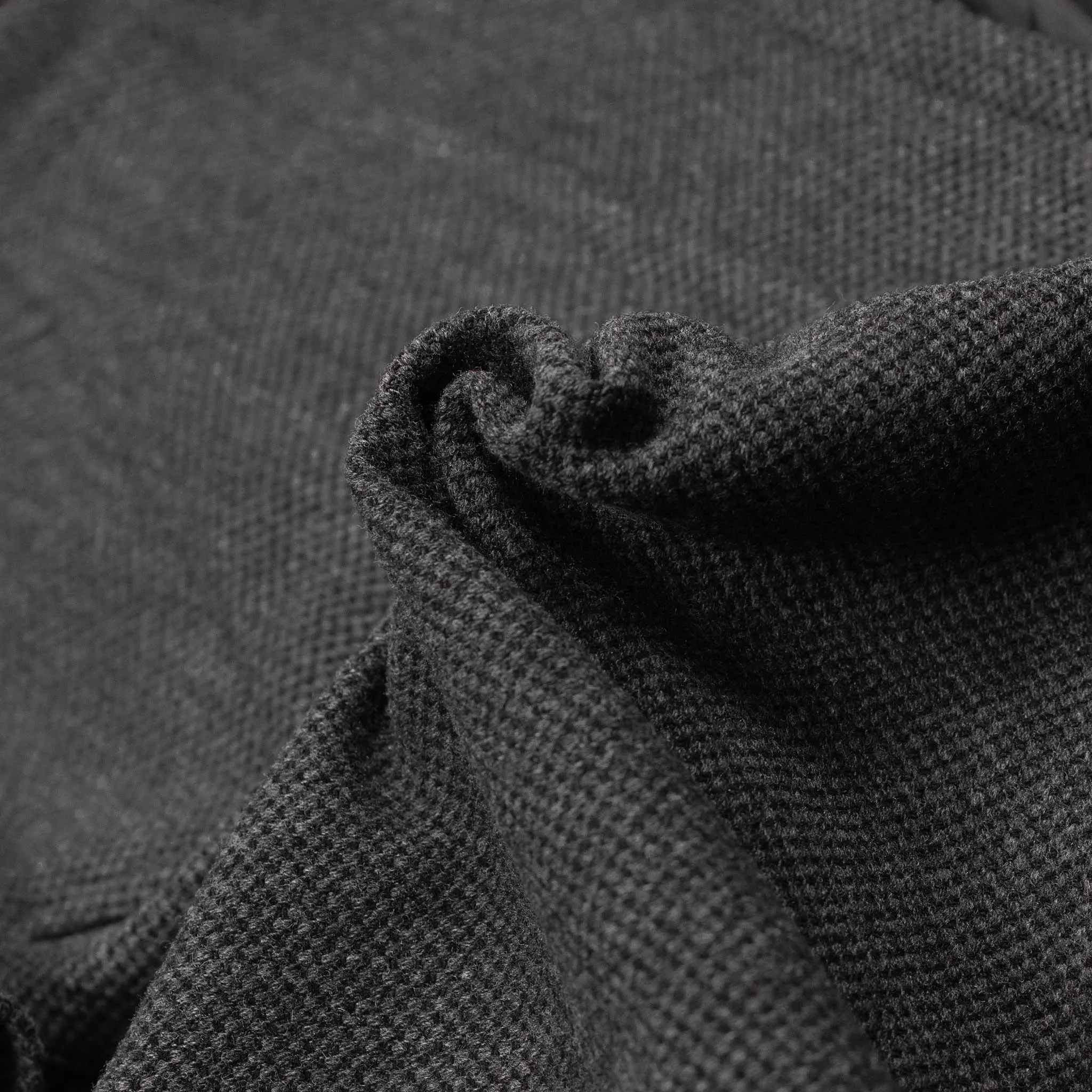 Belted robe coat in charcoal French wool hopsack