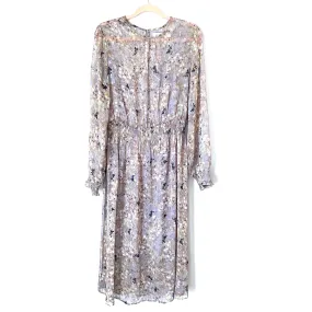Bishop   Young Lavender Floral Metallic Smocked Waist Maxi with Slip- Size 1X