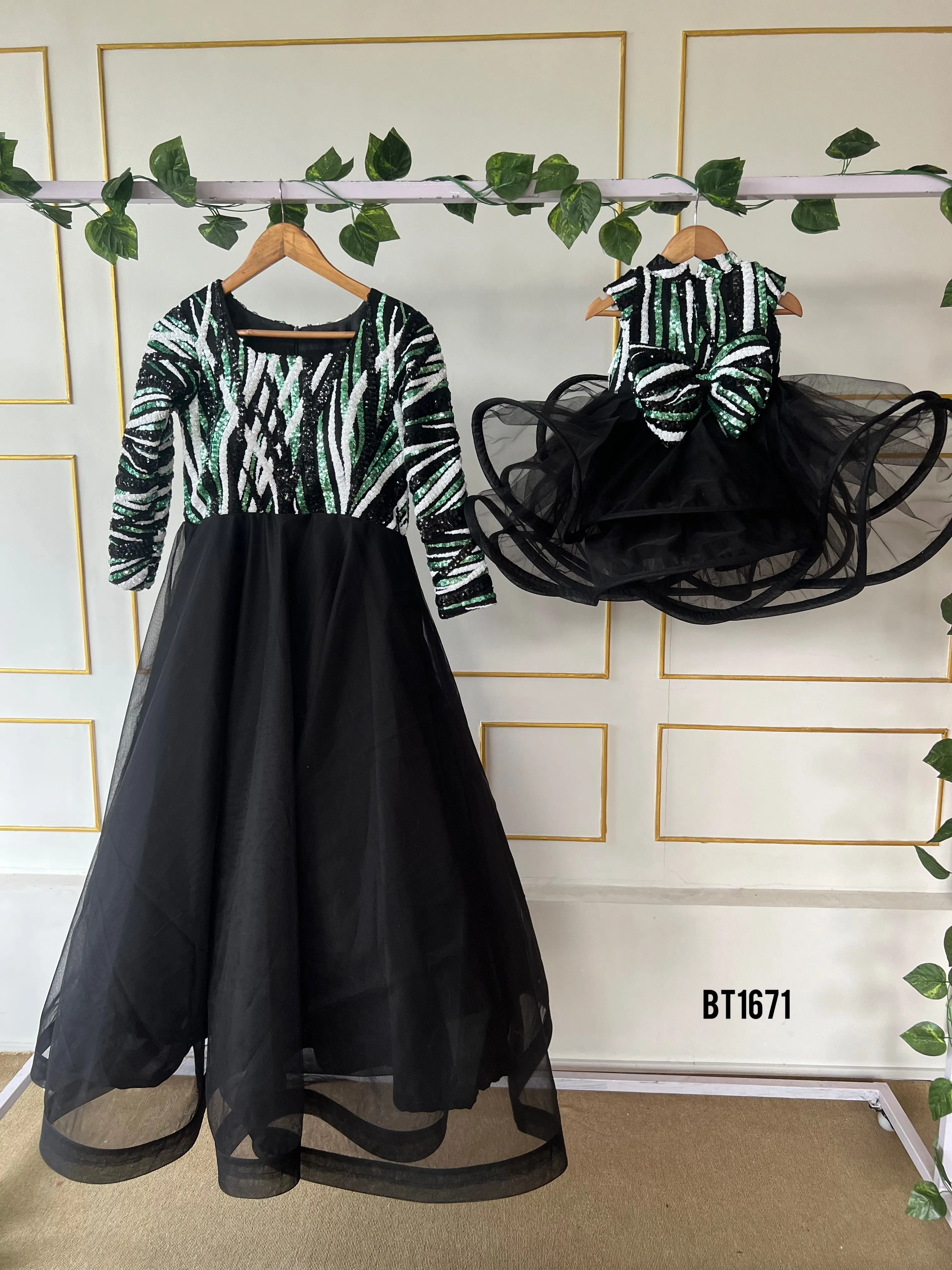 BT1671 Enchanted Ebony Jungle Gown Set - Mommy & Me Elegance