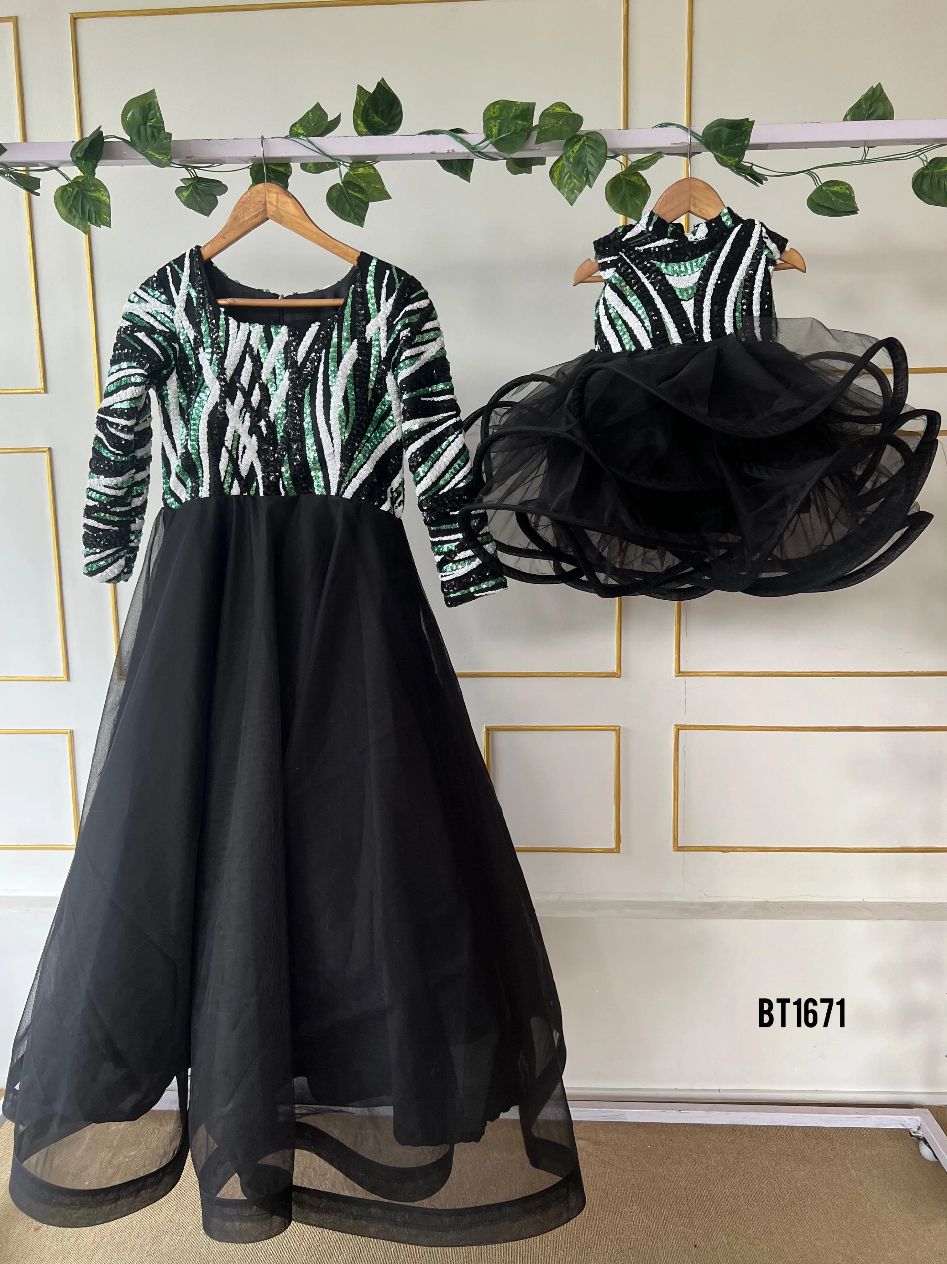 BT1671 Enchanted Ebony Jungle Gown Set - Mommy & Me Elegance