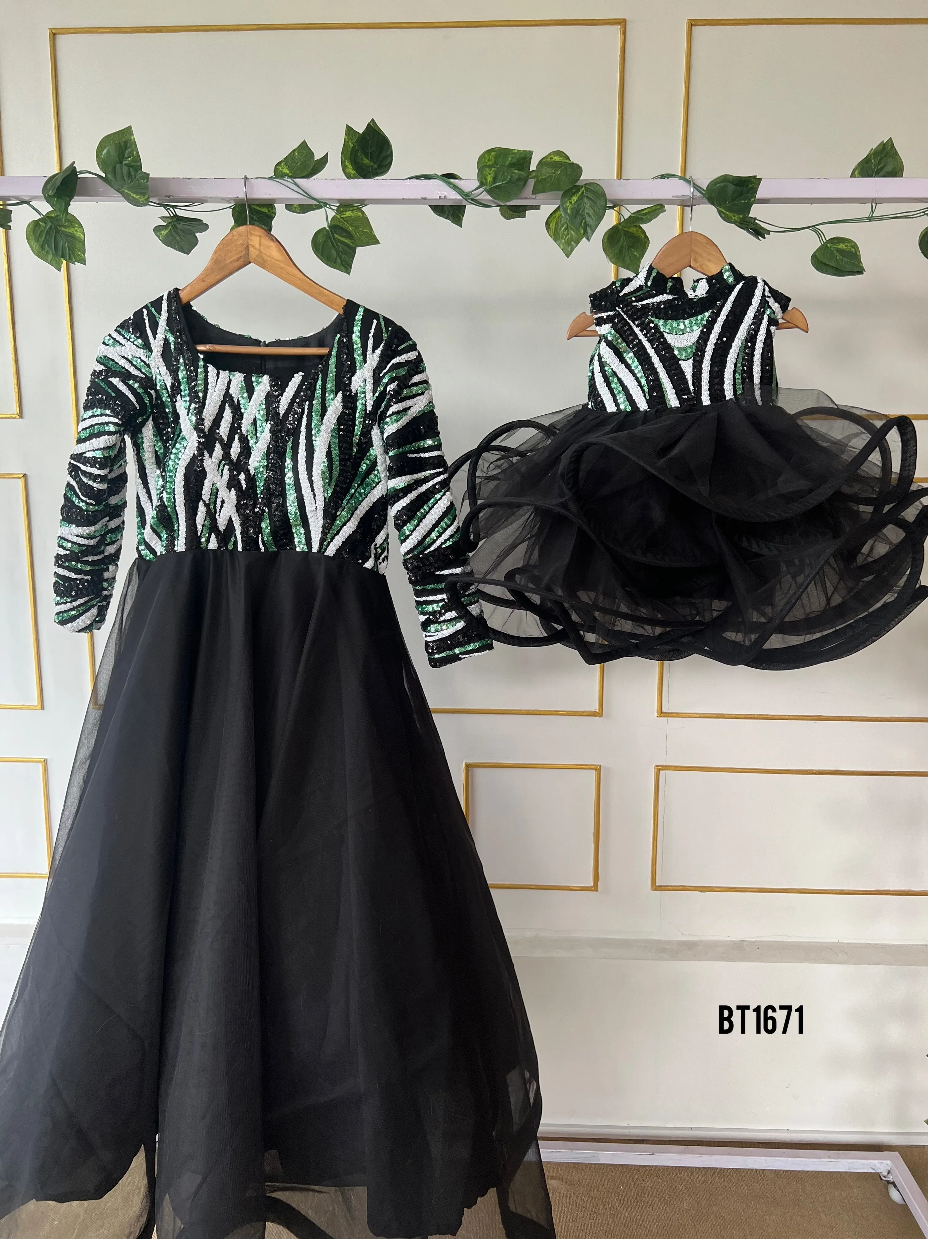 BT1671 Enchanted Ebony Jungle Gown Set - Mommy & Me Elegance