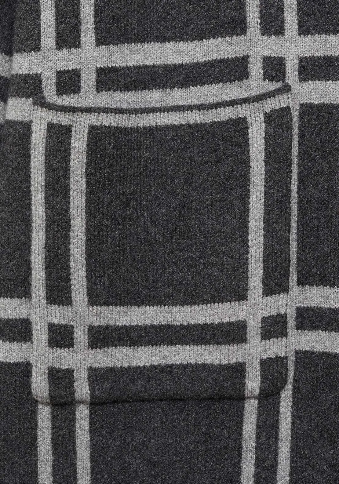 Checked coat with one button - Charcoal