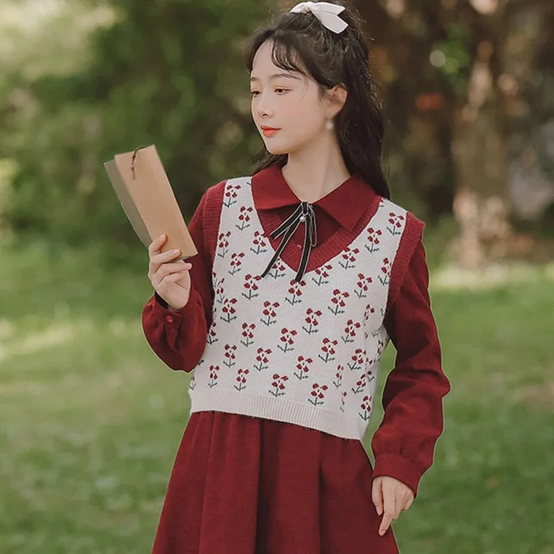 Checkerboard Plaid Sweater Vest For Women Vintage Print Knitted Mini Vest Casual Streetwear Harajuku Clothing Autumn Top