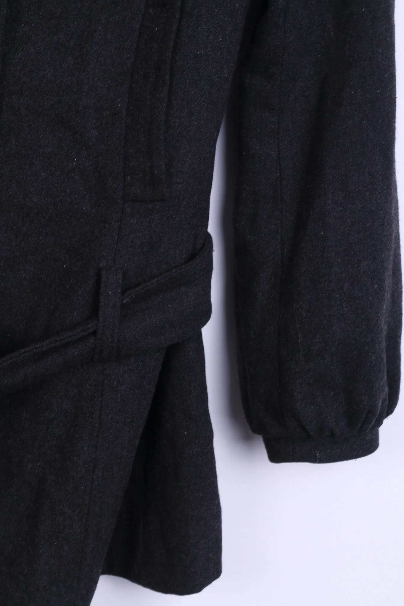 Clockhouse Womens 34 S Coat Jacket Dark Grey Wool Long Collar