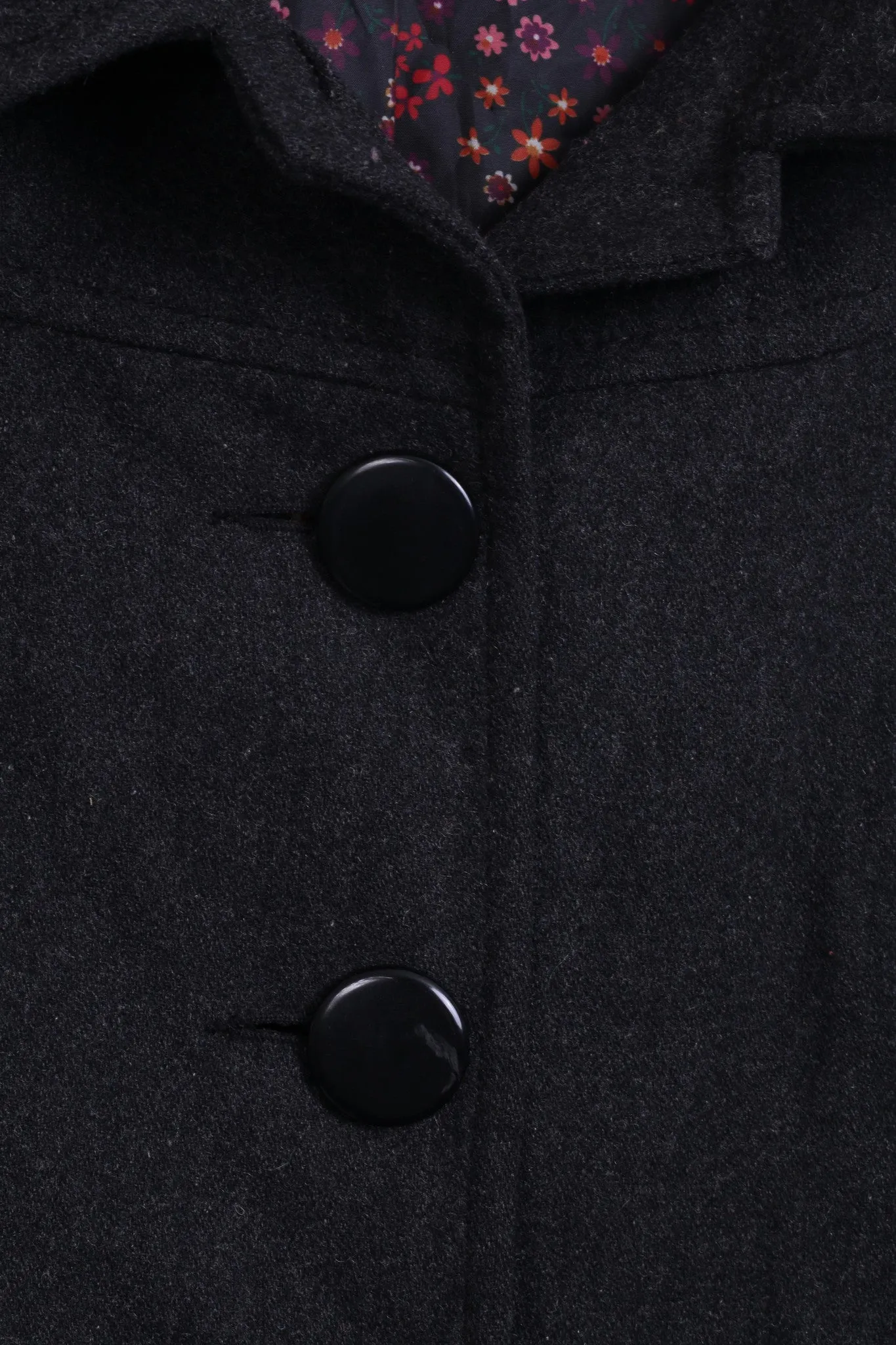 Clockhouse Womens 34 S Coat Jacket Dark Grey Wool Long Collar
