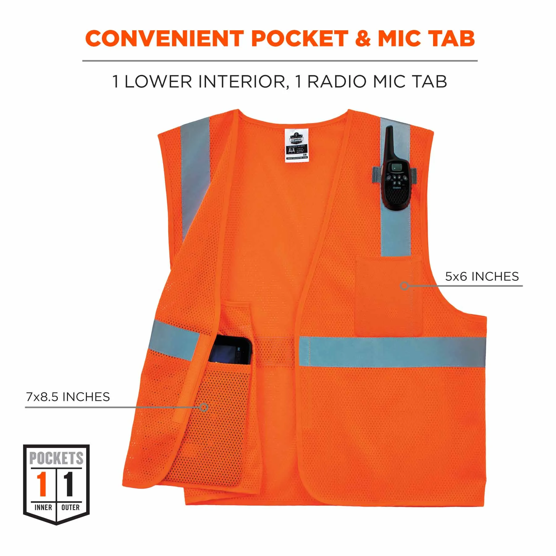 Ergodyne 24536 8210HL-S 2XL Orange Class 2 Economy Mesh Vest - Single Size