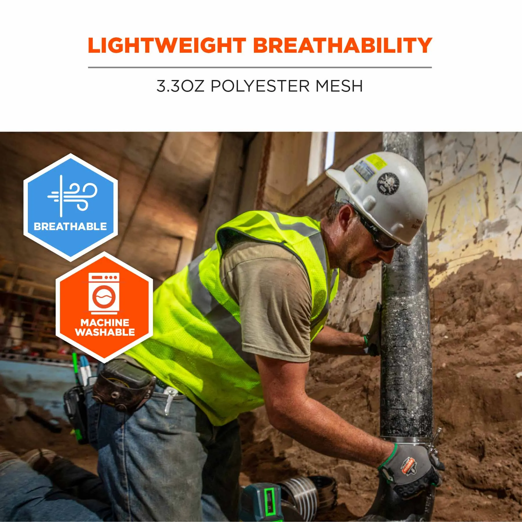Ergodyne 24536 8210HL-S 2XL Orange Class 2 Economy Mesh Vest - Single Size