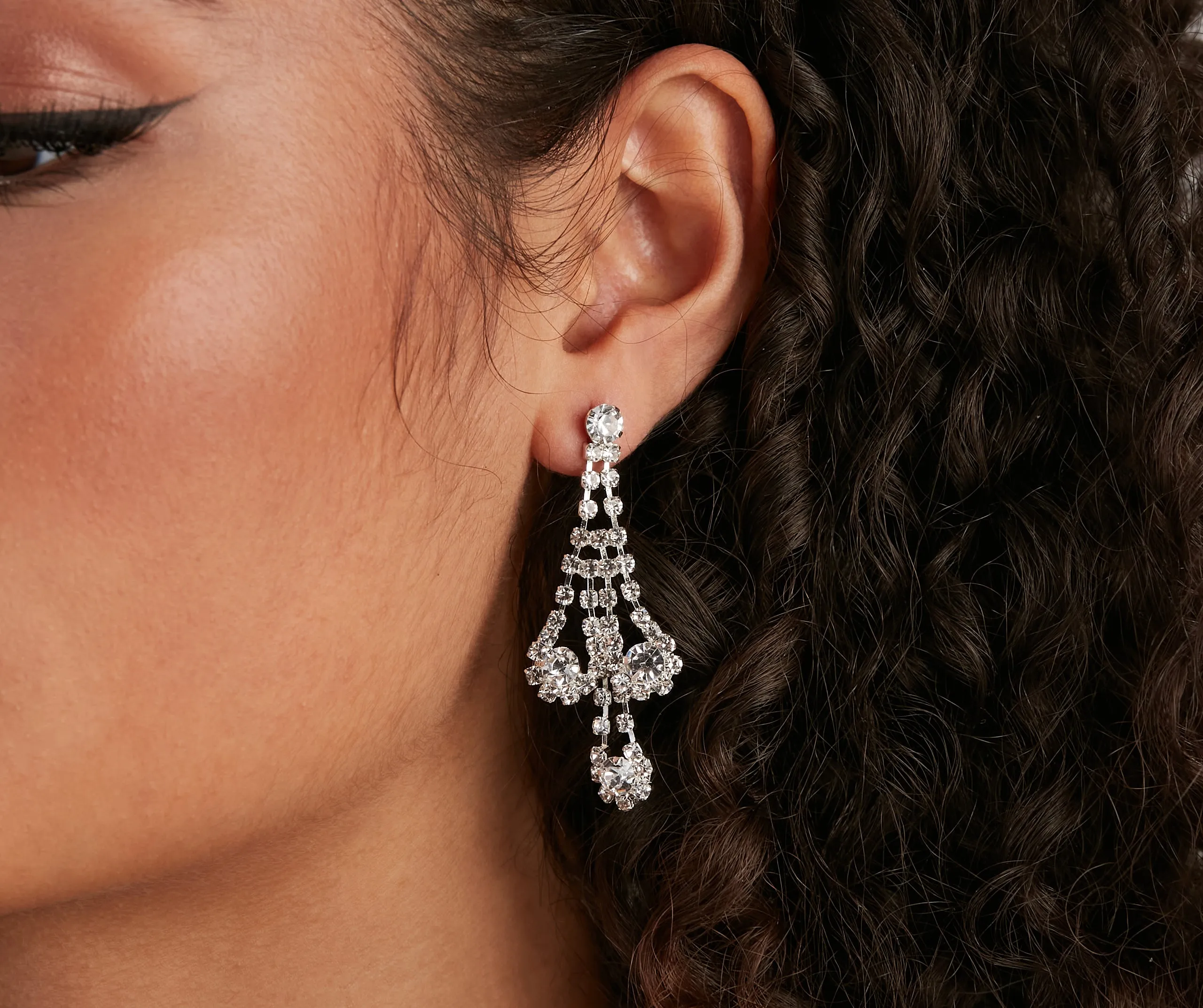 Floral Drops Rhinestone Collar And Earrings Set