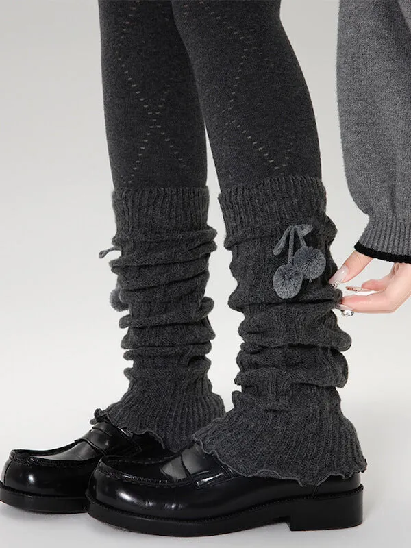 Fluffy pompon leg warmers