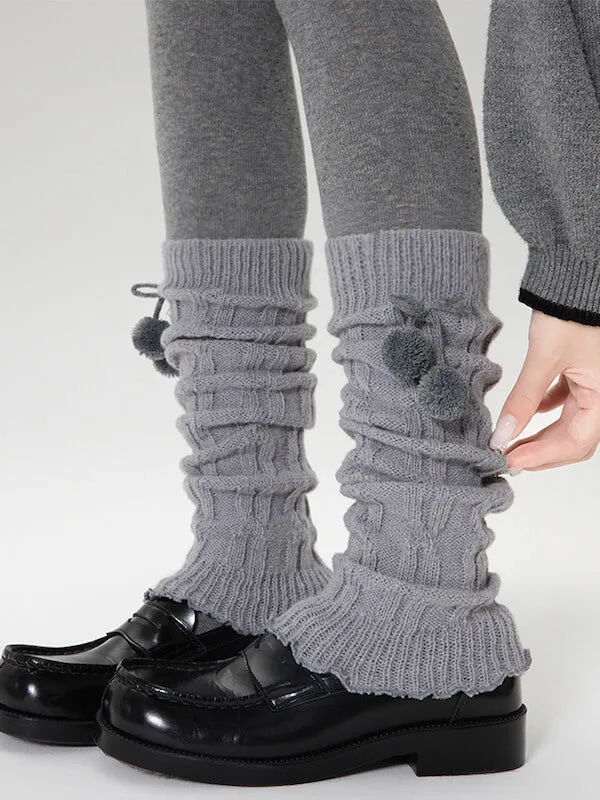 Fluffy pompon leg warmers