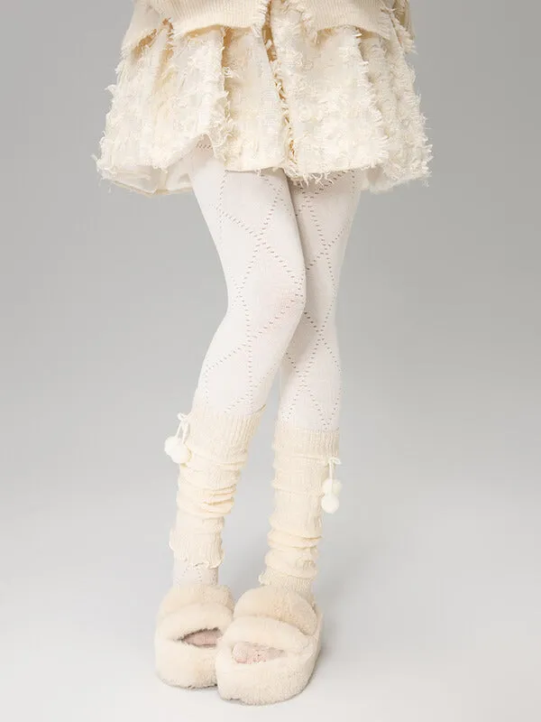 Fluffy pompon leg warmers