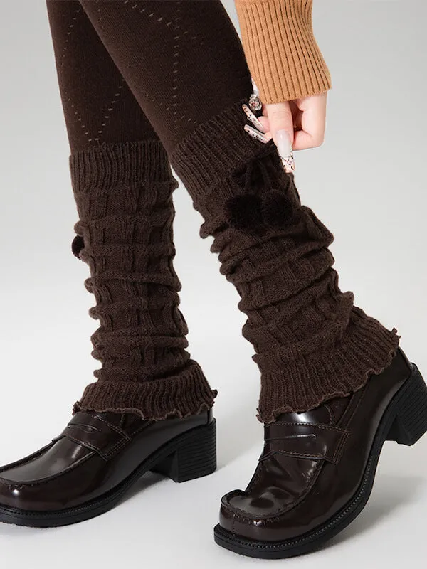 Fluffy pompon leg warmers