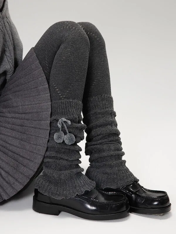Fluffy pompon leg warmers