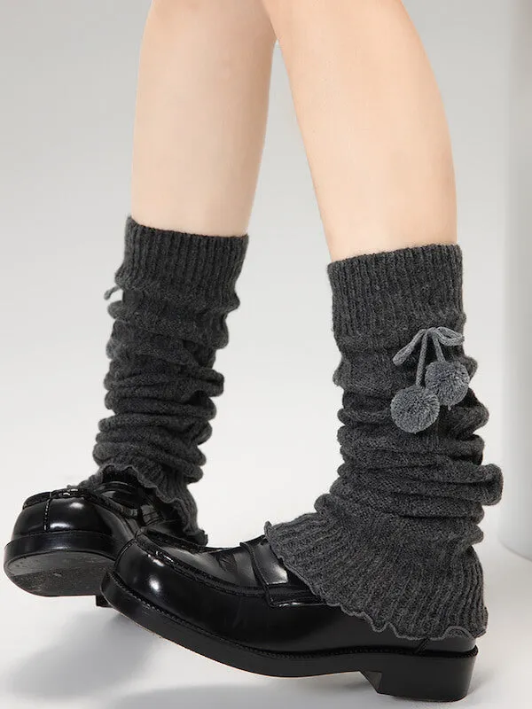 Fluffy pompon leg warmers