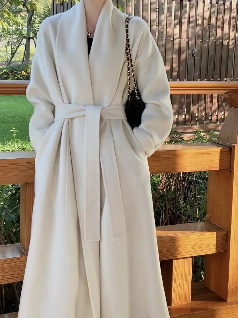 Hnewly Autumn and Winter Women's Casual Solid Color Long Loose Coat