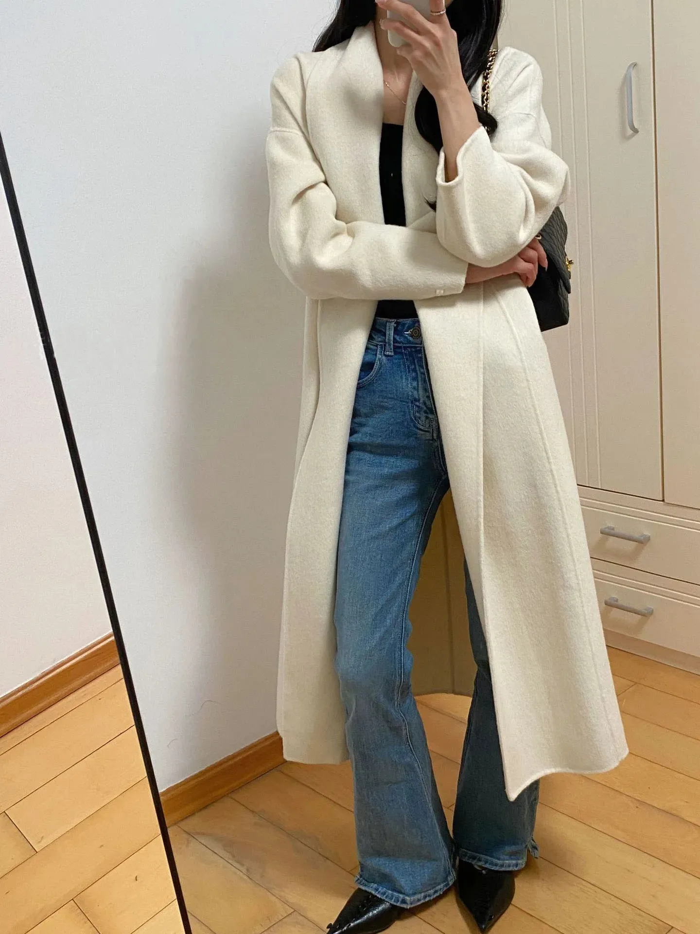 Hnewly Autumn and Winter Women's Casual Solid Color Long Loose Coat