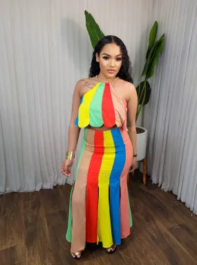 Jude Color Block Skirt Set
