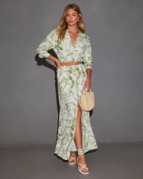 Kai Front Slit Drawstring Printed Maxi Skirt