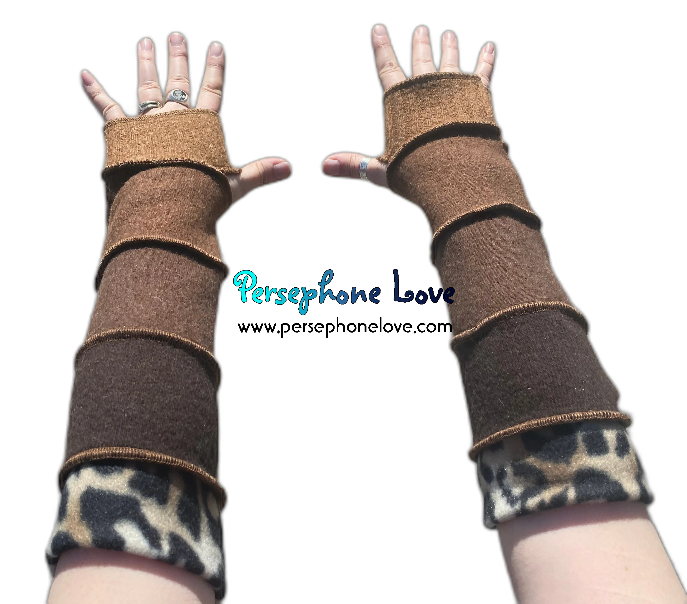 Katwise inspired needle-felted 100% cashmere upcycled sweater arm warmers -1524