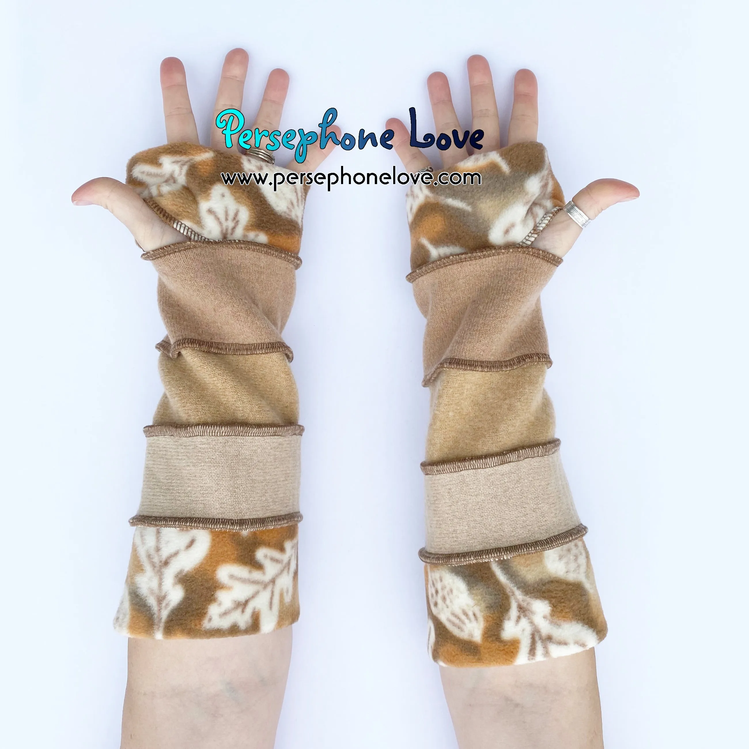 Katwise inspired needle-felted 100% cashmere upcycled sweater arm warmers -1708