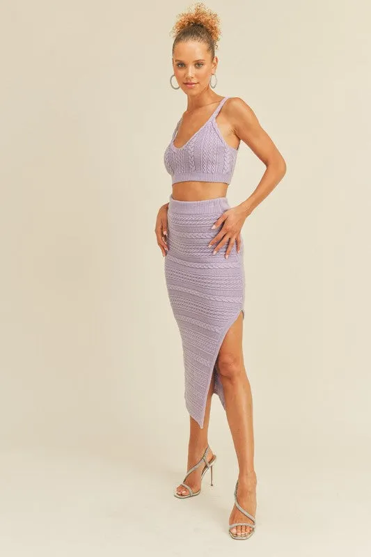Kelsie Lavender Two Piece Midi Skirt Set