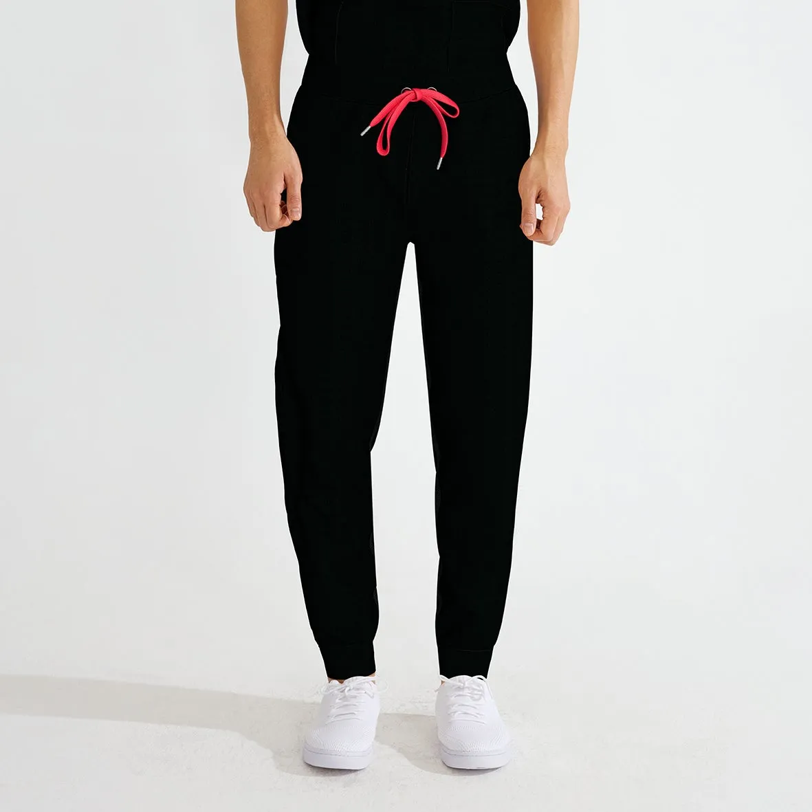 <b>PRE ORDER</b> | Men's Contrast Draw String Jogger with Rib - Black/Red