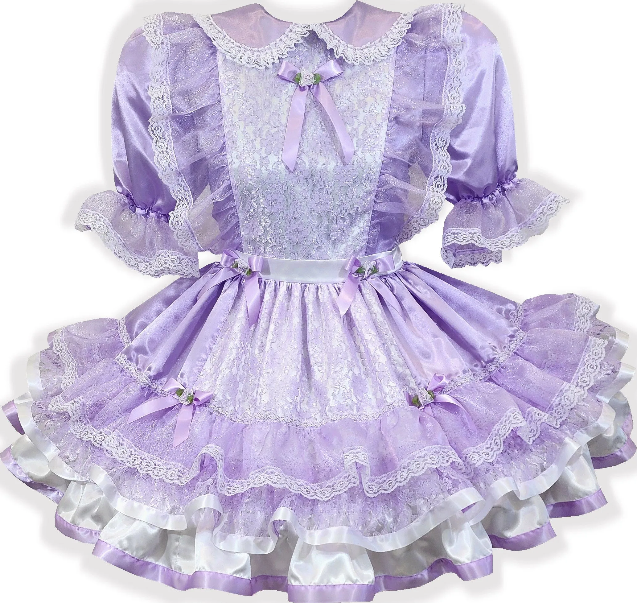 Made to Fit You Lavender Satin Sparkle Organza Adult Baby Sissy Booties Slippers by Leanne's