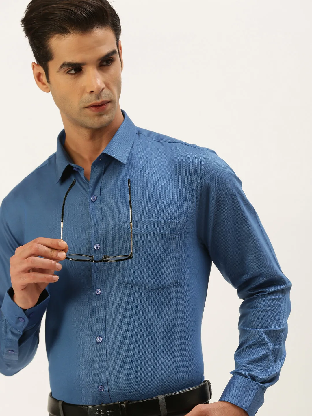 Mens Cotton Formal Shirt Full Sleeves Blue TF7