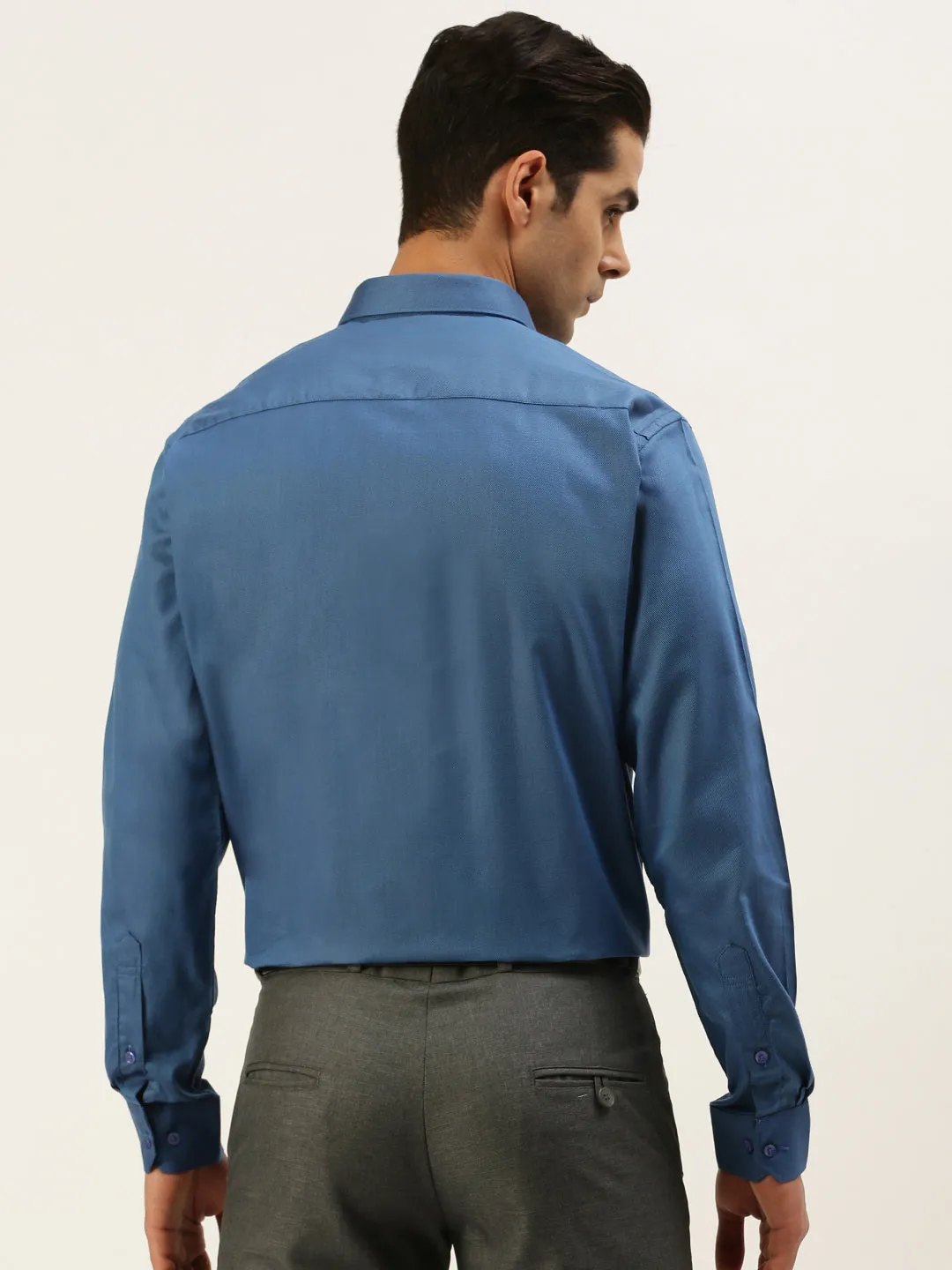 Mens Cotton Formal Shirt Full Sleeves Blue TF7