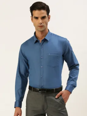 Mens Cotton Formal Shirt Full Sleeves Blue TF7