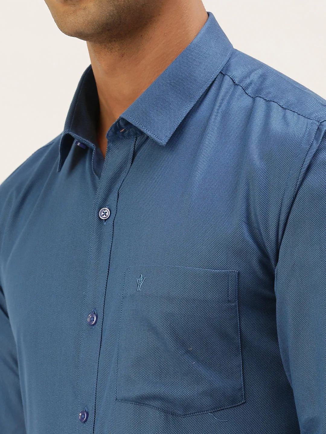 Mens Cotton Formal Shirt Full Sleeves Blue TF7