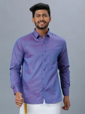Mens Cotton Formal Shirt Full Sleeves Purple TF1