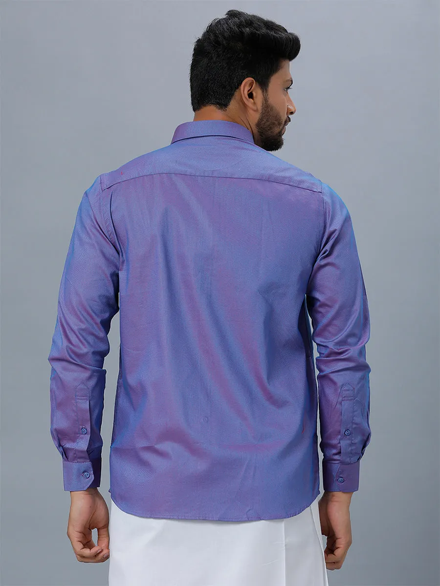 Mens Cotton Formal Shirt Full Sleeves Purple TF1