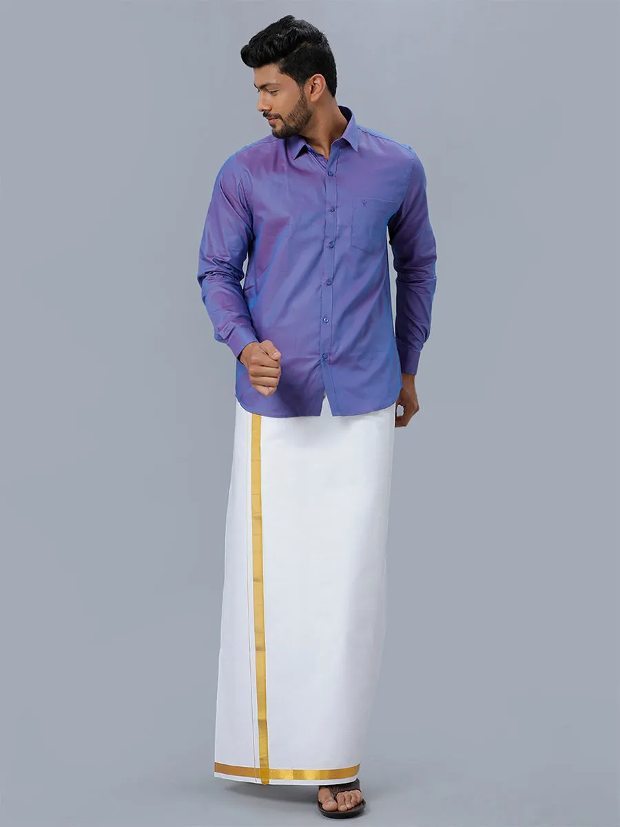 Mens Cotton Formal Shirt Full Sleeves Purple TF1