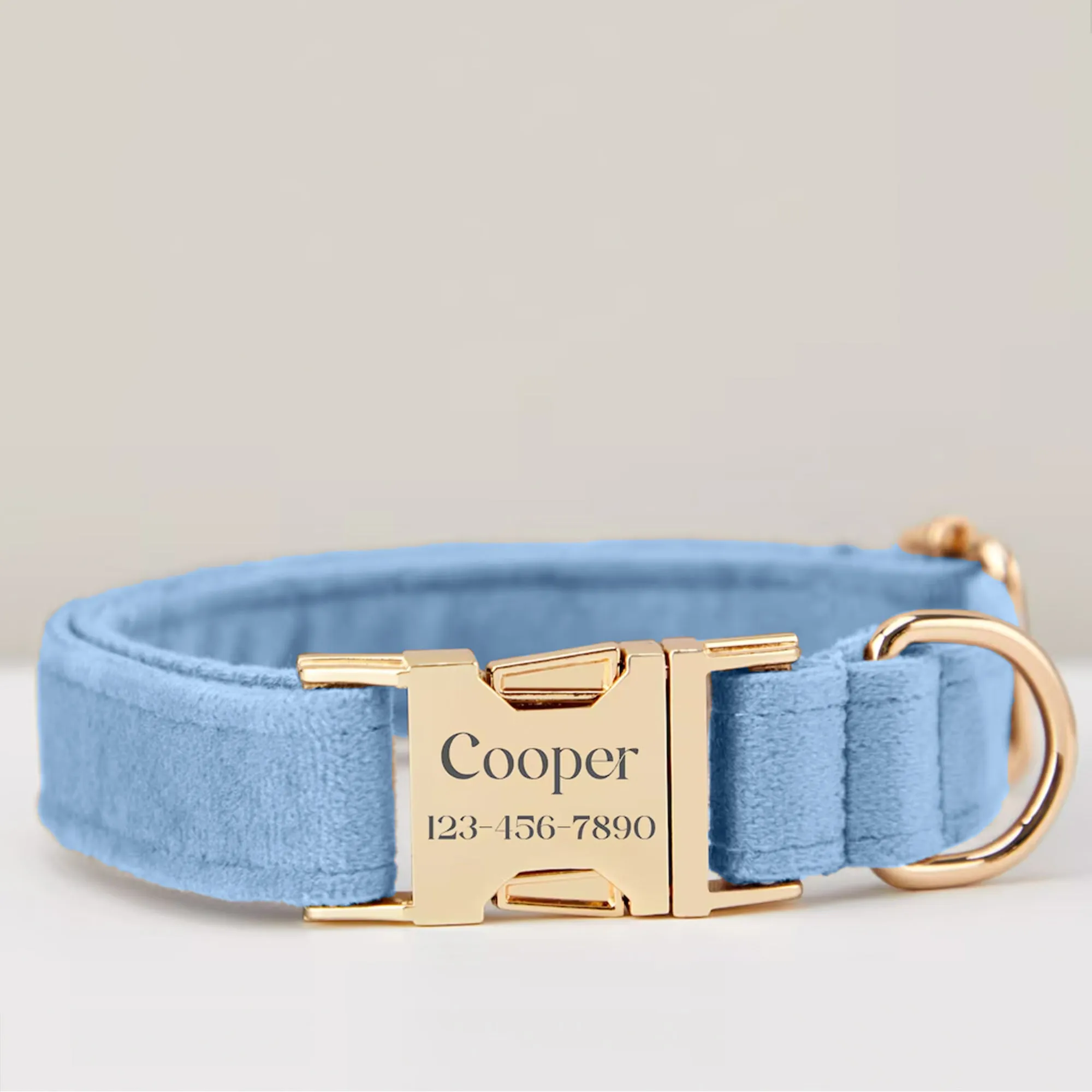 Personalised Dog Collar with Name Plate By KreateSquare Custom Engraved Dog Collar Adjustable for Puppy Small Medium Large Dogs Sky Blue Color