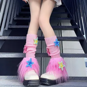 Pink candy stars y2k leg warmers