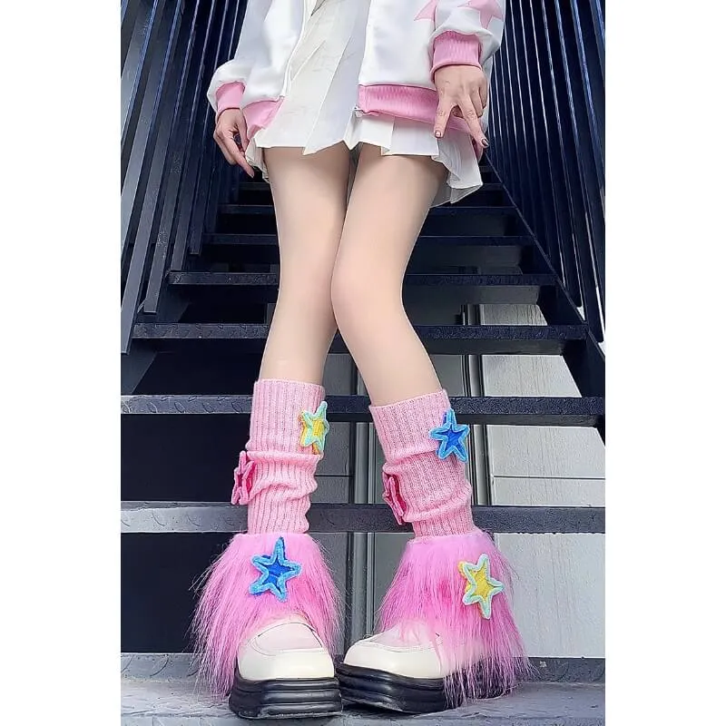 Pink candy stars y2k leg warmers