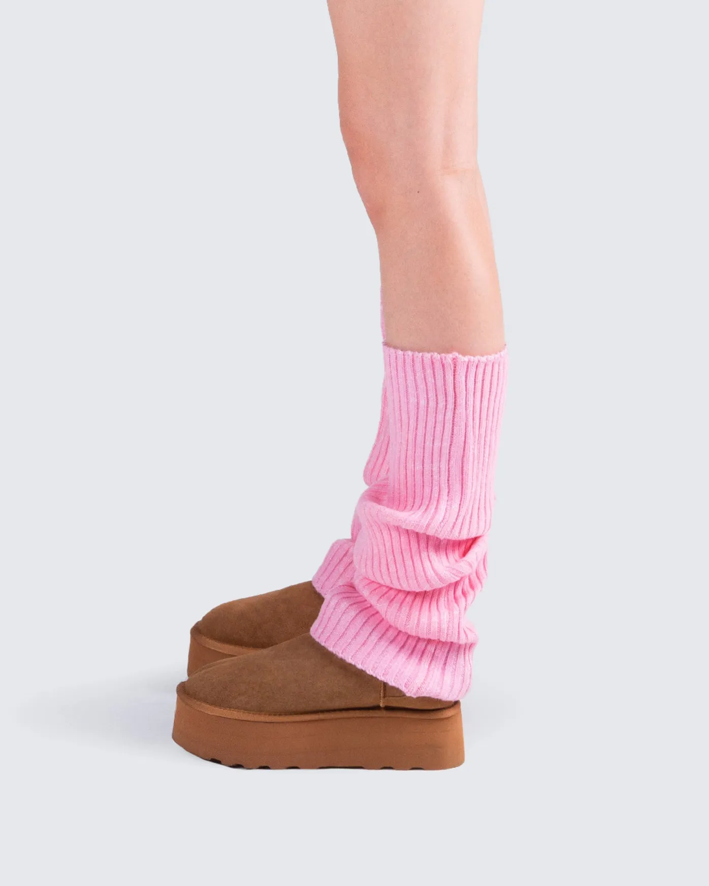 Pollie Pink Ribbed Leg Warmer