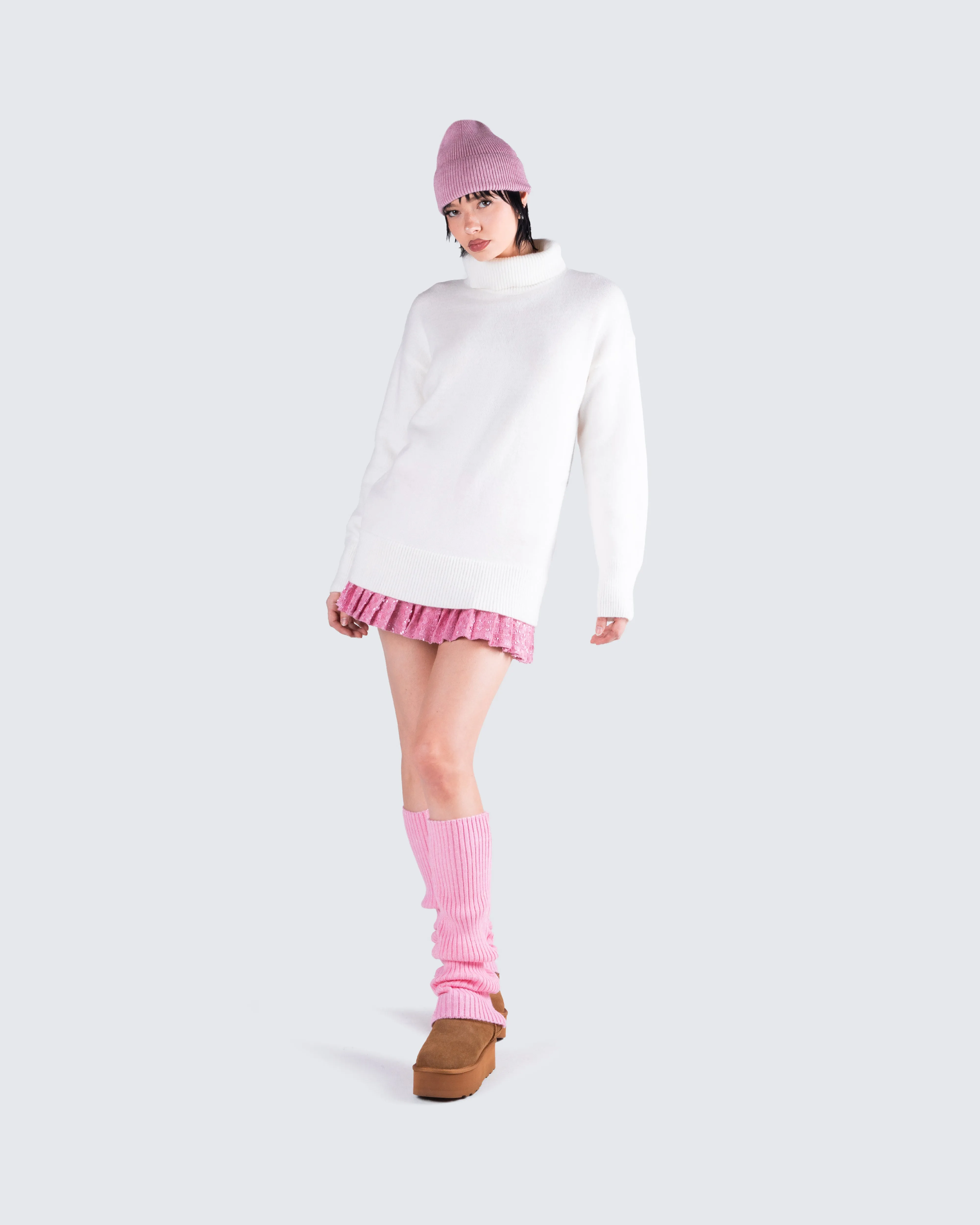 Pollie Pink Ribbed Leg Warmer