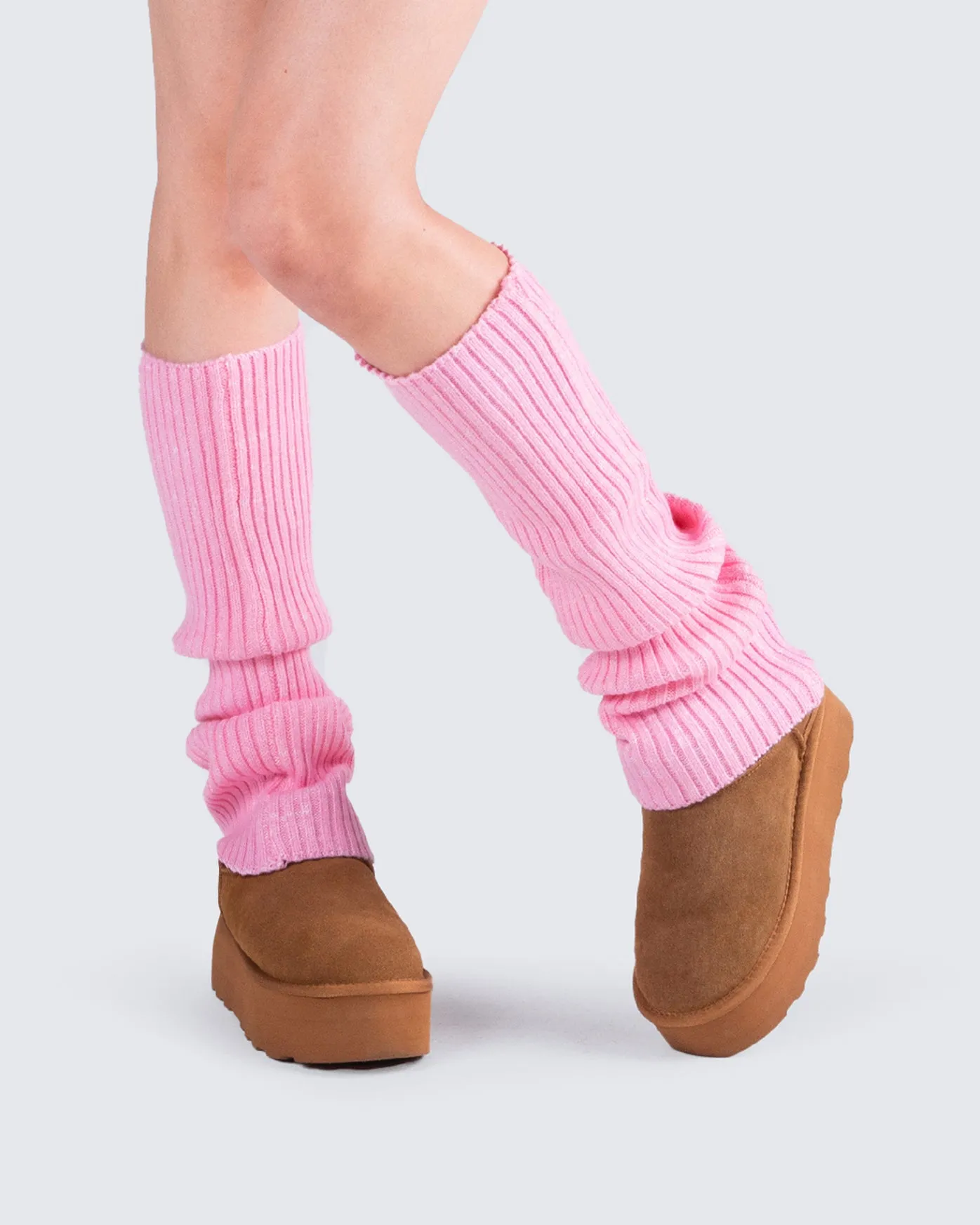 Pollie Pink Ribbed Leg Warmer