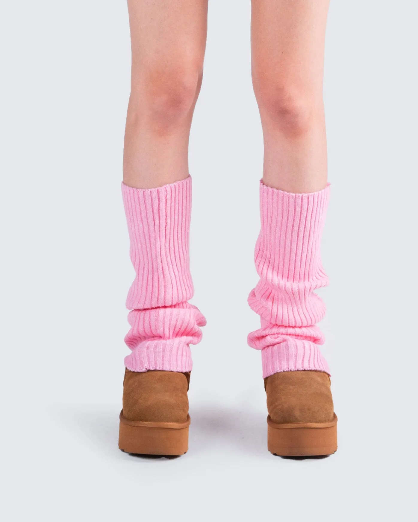 Pollie Pink Ribbed Leg Warmer