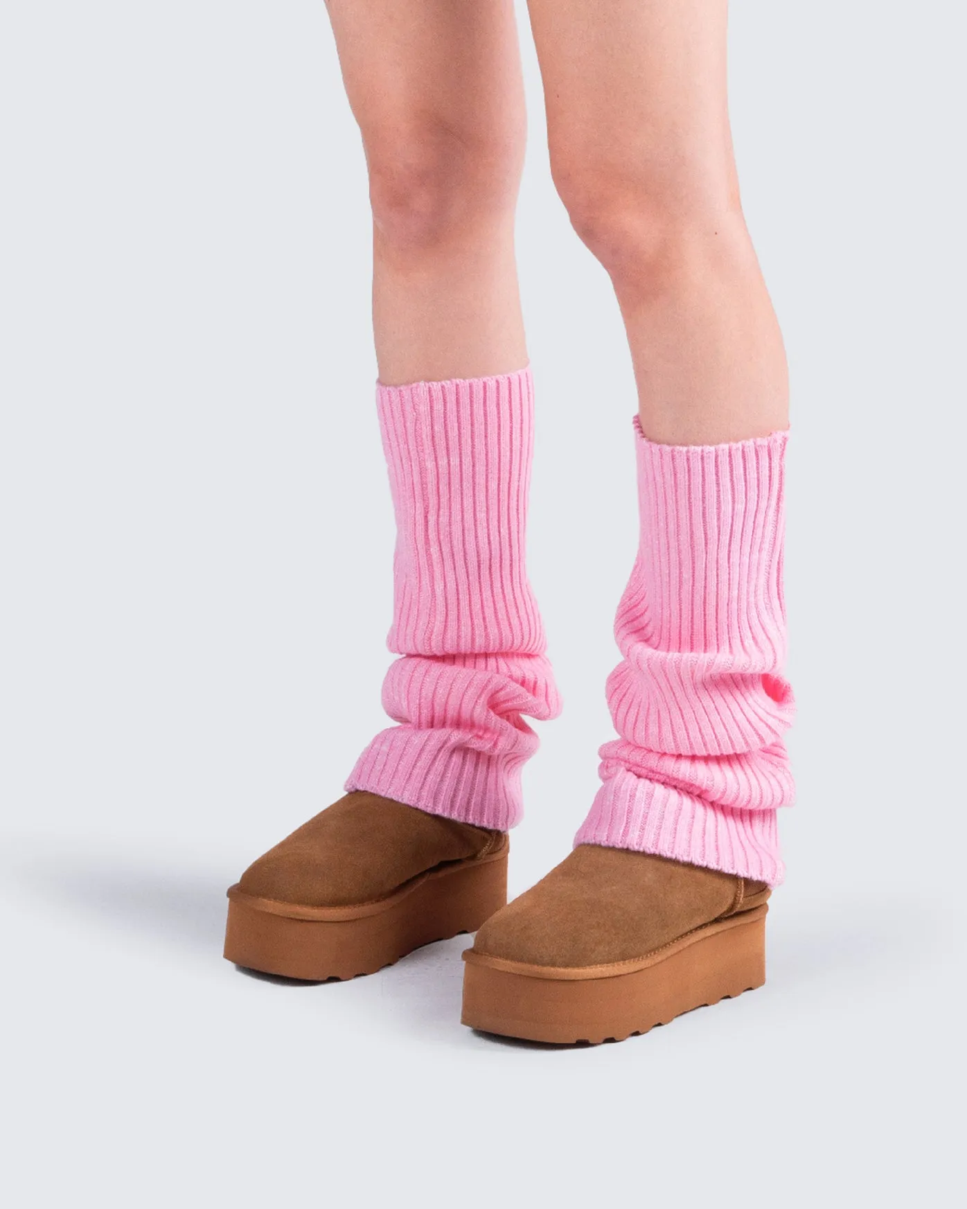 Pollie Pink Ribbed Leg Warmer