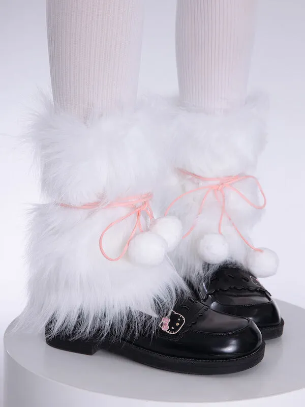 Pompon furry leg warmers