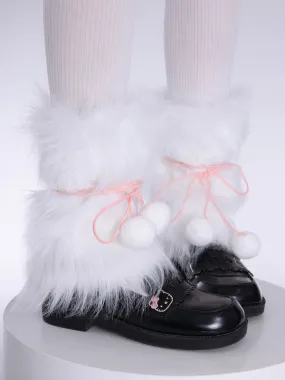 Pompon furry leg warmers