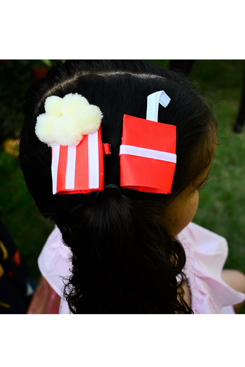 Popcorn and cold drink alligator hair clip with socks